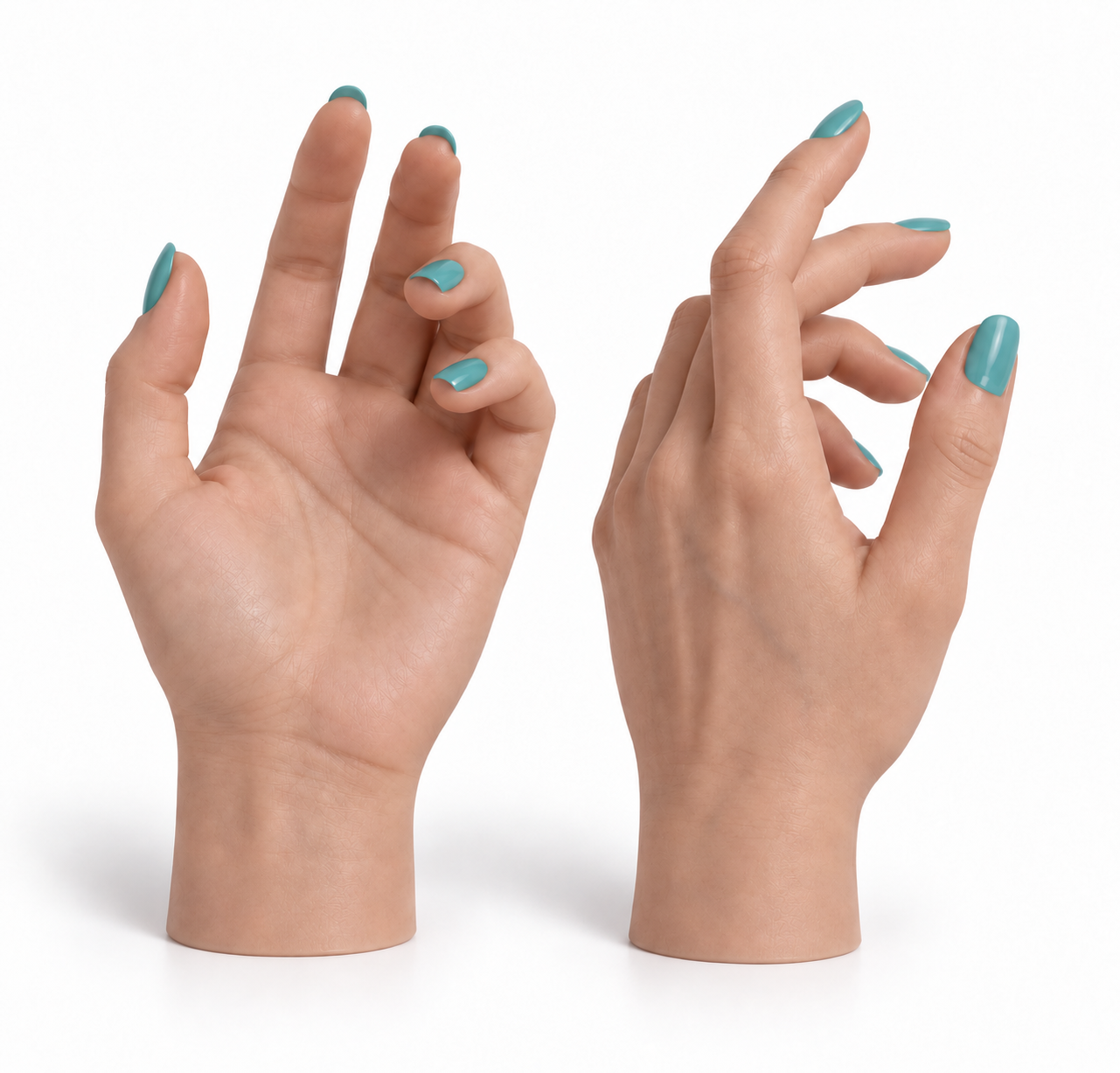 Kale’s hands with teal polish